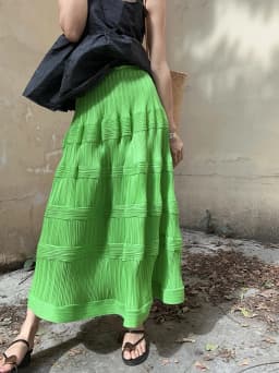 Miyake Pleated Wave Pattern Cake Skirt Original Designer Women 2024 Spring Korean Fashion High Waist Long Swing Flower Bud Skirt