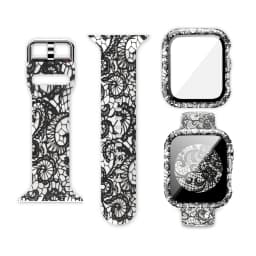 Glass+Cover+Strap for Apple Watch Case 44mm 40mm 41mm 45mm 42mm 38mm sport Silicone bracelet iwatch series 9 8 7 6 5 4 3 SE Band