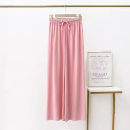 Women Long Pants Spring Summer Straight Long Elastic Waist Wide Leg women long trousers Casual Soft Knitted Pants