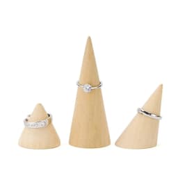 Vintage Natural Unpainted Wood Finger Cone Ring Holder Bague Jewelry Display Stand Organizer Storage Rack Showcase for Exhibit