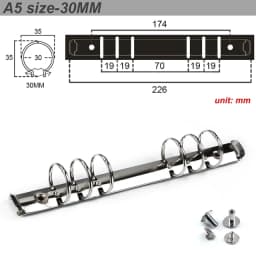 Metal Spiral Rings Binder Clip With 2 Pairs of Screw For Diary Notebook Planner A5 Binder Clip File Folder