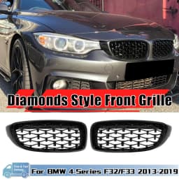 XVIP Diamonds Style Front Bumper Racing Grill For BMW 4 Series F32 F33 F36 M3 F80 M4 F82 12-19 Dual-Slat Gloss Black Accessories