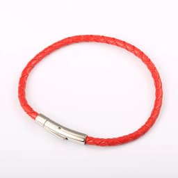 4mm 6mm Stainless Steel Clasp Simple Design Bangles Red Black Brown Men's Man-made Leather Bracelets LB775