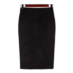 Autumn Winter High Waist Bodycon Vintage Suede Split Thick Stretchy Skirts Women Skirts Suede Solid Color Pencil Skirt Female