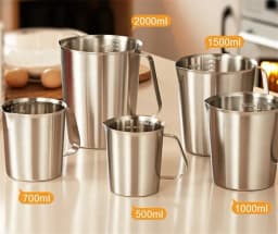 304 Stainless Steel Measuring Liquid Measuring Cups Cup with Inner Scale Design Kitchen Scale Cup Pull Flower Cup Kitchen Tools