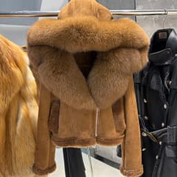 YOLOAgain 2025 Winter Warm Hooded Suede Shearling Jacket Coat Women Real Fox Fur Jacket