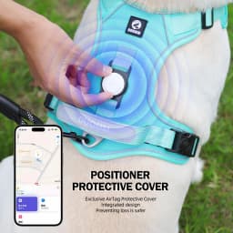 No Pull Dog Harness with AirTag Holder, Handle & Front Clip- Adjustable Reflective Soft Padded Dog Harness Vest for Walking, Tra