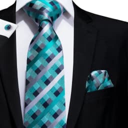 Hi-Tie Teal Green Solid Paisley Silk Wedding Tie For Men Fashion Design Quality Hanky Cufflink Men Gift Necktie Set Dropshipping