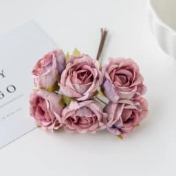 6Pcs Artificial Flowers Wedding Mini Bouquet Wreath Scrapbooking for Home Christmas Decor Diy Holiday Accessories Silk Tea Rose