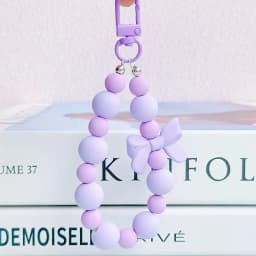 Pink Pearl Bow Keychain, Mobile Phone Chain, Earphone Bag, Anti-Lost Rope, Car Keychain, Beaded Pendant, Backpack Pendant Access