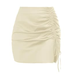 Elegant Stylish Solid Color Ruffle Bodycon Skirt Sexy High Waist Zip Satin Midi Skirt Women Sexy Bodycon Mini Short Skirt