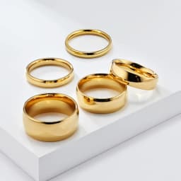 Smooth High Polish 8MM Stainless Steel Band Ring 18K Gold Plated Wide Finger Ring Minimalist Fashion Waterproof Jewelry