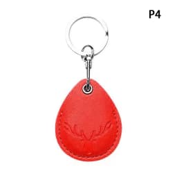1Pc Access Card Case Leather Card Holder Keychain Key Ring Door Lock Access Tags ID Card Case Keychain Access Card Bag