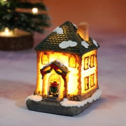 Christmas Decoration House LED Light Xmas Ornaments Small Resin Mini House Miniature Village Building For Home Kids Gifts