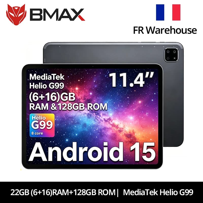 BMAX I12 Power Tablet 11.4" 2.4K IPS 90Hz Display MediaTek Helio G99 8-core 22(6GB+16GB) RAM 128GB ROM 8000mAh Type-C Android 15 Tablets 4G LTE GPS WiFi Support Dual SIM