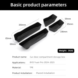 Smabee for BYD ATTO 2/Yuan UP 2024-2025 (With Gear Shift) TPE Front Rear Door Handle Storage Tray Door Pocket Organizer Car