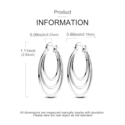925 Sterling Silver Earrings Women Sparkling Triple-layer Oval Coil Hoop Earring For Anniversary Wedding Jewelry Gifts