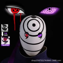Naruto Anime Helmet mask eyes shining Cosplay Uchiha Obito Shine Mask Akatsuki Sharingan Cartoon Shine Highly Imitative toy Mask