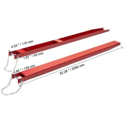 SucceBuy 1 Pair 72/82 in Pallet Fork Extensions Sleeve Carbon Steel with Pins Forklift Attachments for Warehouse Cargo Handling