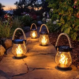 USB Rechargeable Camping Light Solar Flame Lights IPX4 Waterproof 800 Lumens 1200mAh Hanging Lantern Outdoor Lights