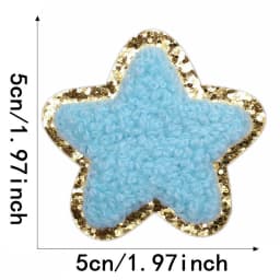 10pcs Set Chenille Self-Adhesive Patches Shiny Glitter Base Lightning Star Rainbow Patch for Bags Hats Jackets Clothing
