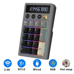 RK ROYAL KLUDGE M20 2.4G Wireless Numpad Keyboard Tri-Mode 17 Keys RGB Hot-Swappable Gasket Knob Calculator Keyboard PBT Keycap