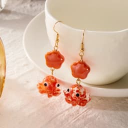 Cute Octopus Earrings Creative Glass Octopus Long Drop Earrings Unqiue Marine Series Design Earrings Wholesale Custom Packaging