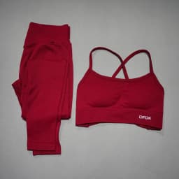DFDK High Waist Stretch Leggings Set, Seamless Tie Back Sports Top, 2Pcs Workout Suit for Outdoor Fitness Running