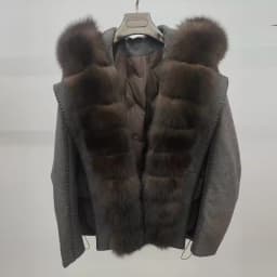 Lagabogy Luxury Real Fur Duck Down Clothes Overszie Women Wool Blend Puffer Jacket With Real Fox Fur Collar New Winter Warm Coat
