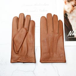 Deer Skin Gloves Men's Touch Screen Dark Brown Genuine Leather Retro Style Autumn and Winter Warm Motorcycle Riding Gloves