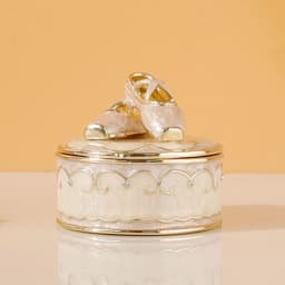 Pink Ballet Shoes Trinket Box Hinged Crystal Enameled Ornament Decorative Hand-painted Jewelry Ring Storage Keepsake Box