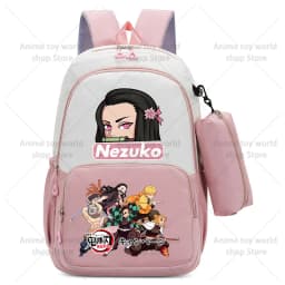 2pcs Demon Slayers Backpack Pencil Case for Boy Girl Kamado Tanjirou Teenager BookBags Rucksack Travel Backpack Mochila Escolar