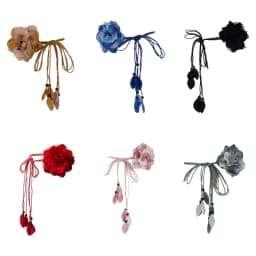 Casual Knotted Waist Chain For Dresses Lady Thin Waist Belt Long Tassel Braid Waistband Elegant Handmade Big Flower Decorative