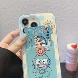 Hangyodon Fish Card Holder Cartoon Phone Case for iPhone 17 Pro Max 16E 14 15 Plus 13 Mini 11 12 Pro X XS XR 7 8 SE With Lanyard
