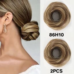 Synthetic rubber band elastic hair ring multi-color heat-resistant bun hair extension wig that surrounds a woman's ponytail