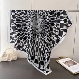 New cartoon emulated silk printed silk scarf shawl neck protection scarf decorative luxury women's scarf