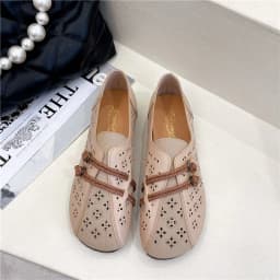 2024 Newly Square Toe Women's Flats Designer Cutout Shoes Ladies Wide Fit Soft Leather Moccasins Female Driving Sneakers