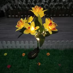 7-head Solar Orchid Lawn Lamp, Artificial Flower Lights for Patio Garden Christmas Wedding Decoration LED Solar Ground Lights