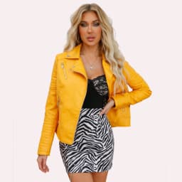 Women's Short Leather Jacket, Slim Fit, Flip Collar, Motorcycle Suit, Oblique Zipper Jackets, Spring and Autumn Clothes, tops