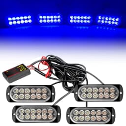 4 in 1 LED Warning Strobe Light 12V 24V Amber Car Grille Emergency Flash Signal Lamps Auto Stroboscope for Truck Offroad SUV