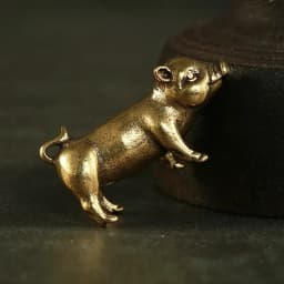 Retro Brass Handmade Pig Miniatures Figurines Desk Ornament Metal Copper Animal Model Toy Tea Pets Decoration Crafts Accessories