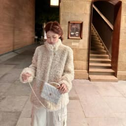 Women Faux Shearling Fur Coats Solid Fur Jackets Cotton Linen Stand Collar Long Sleeves Single Breasted Loose Casual 2026 Winter