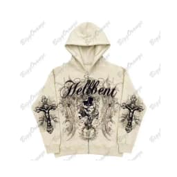 American Gothic Ro Skull Bones Oversized Hoodie Y2K Hip Hop Sle Streetwear No Brand Svel Other Material 00%