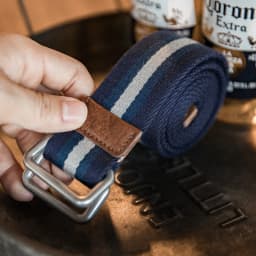 Maden Retro Double-ring Buckle Striped Belt without Punching Woven Canvas Accessories Trouser Belt for Men