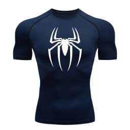 2024Men's Spider Print Compression Shirt, Quick Dry T-Shirt, Gym Running Jersey, Breathable Short Sleeve, Spring, Summer, M-3XL