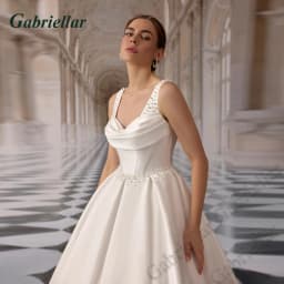 Gabriellar Pearls A-line Wedding Dresses Spaghetti Straps Bride Gown Backless Bride Dresses Classic Satin Vestidos Consumized