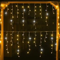 Warm White Icicle Lights Outdoor With Cold White Christmas Decorations 2026 Curtain Garlands 4M(W)*0.6M(H) New Year Festoon Led