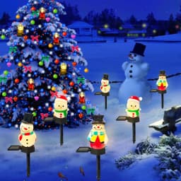 1pc Christmas Cute Snowman Shape Pathway Lights Solar LED Waterproof Walkway Landscape Light For Home Garden Winter Yard Decor