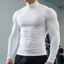 Men High Neck Compression Shirt Long Sleeve Quick Dry Breathable Tight Athletic Base Layer For Gym Fitness Running Training Spor