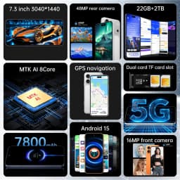 K-Touch Mobile Phones A17 Pro Max 5G Dual SIM Smartphone Android 15 Cell Phone 7.3 Inch 16+48MP 22GB+2TB 7800mAh Global Version Cellphones